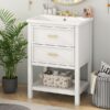 Bathroom Vanity With Top Sink, Modern Bathroom Storage Cabinet With 2 Drawers, Single Sink Bathroom Vanity - White - Image 17