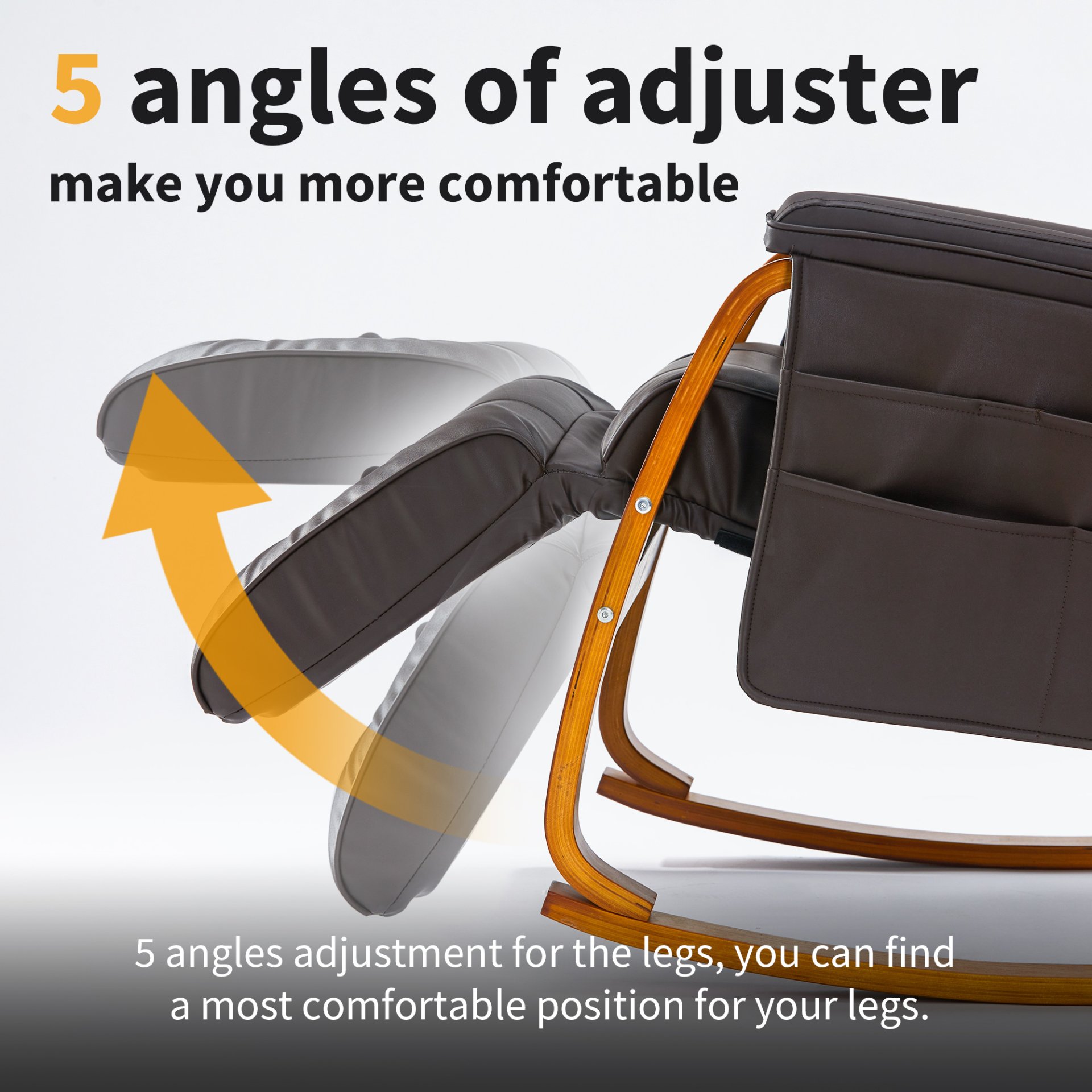 Massage Comfortable Relax Rocking Chair - Dark Brown - Image 5