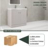Contemporary Freestanding Bathroom Vanity With White Resin Sink & Soft Close Cabinet Doors - Khaki - Image 8