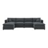 Chenille Modular Sectional Sofa, U Shaped Cloud Couch Set With Double Cushions, 6 Seat Sleeper Sofa Bed With Ottomans, Oversized Indoor Furniture - Dark Gray - Image 21
