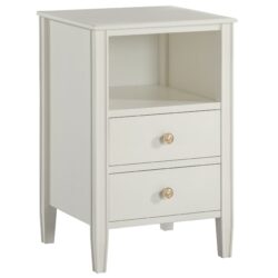 Winston - 2 Drawer Storage Nightstand With Fluted Tapered Legs - Antique White