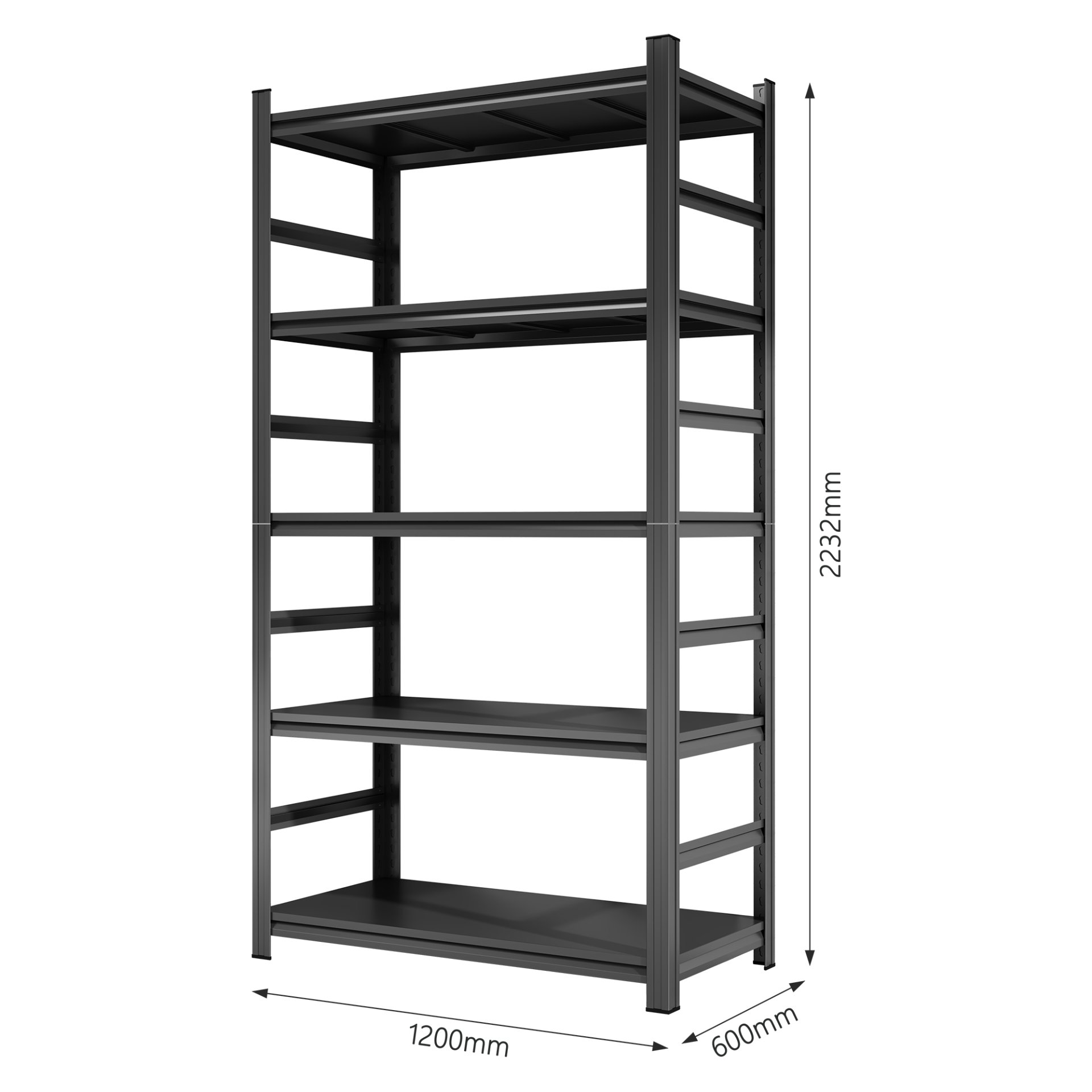 Heavy Duty Storage Rack, 5 Layer Adjustable Shelf, Suitable For Tool Rooms, Garages - Black - Image 8