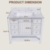 37" Bathroom Vanity, Multi Functional Cabinet With Doors And Drawers, Frame, Single Faucet Hole - White - Image 13