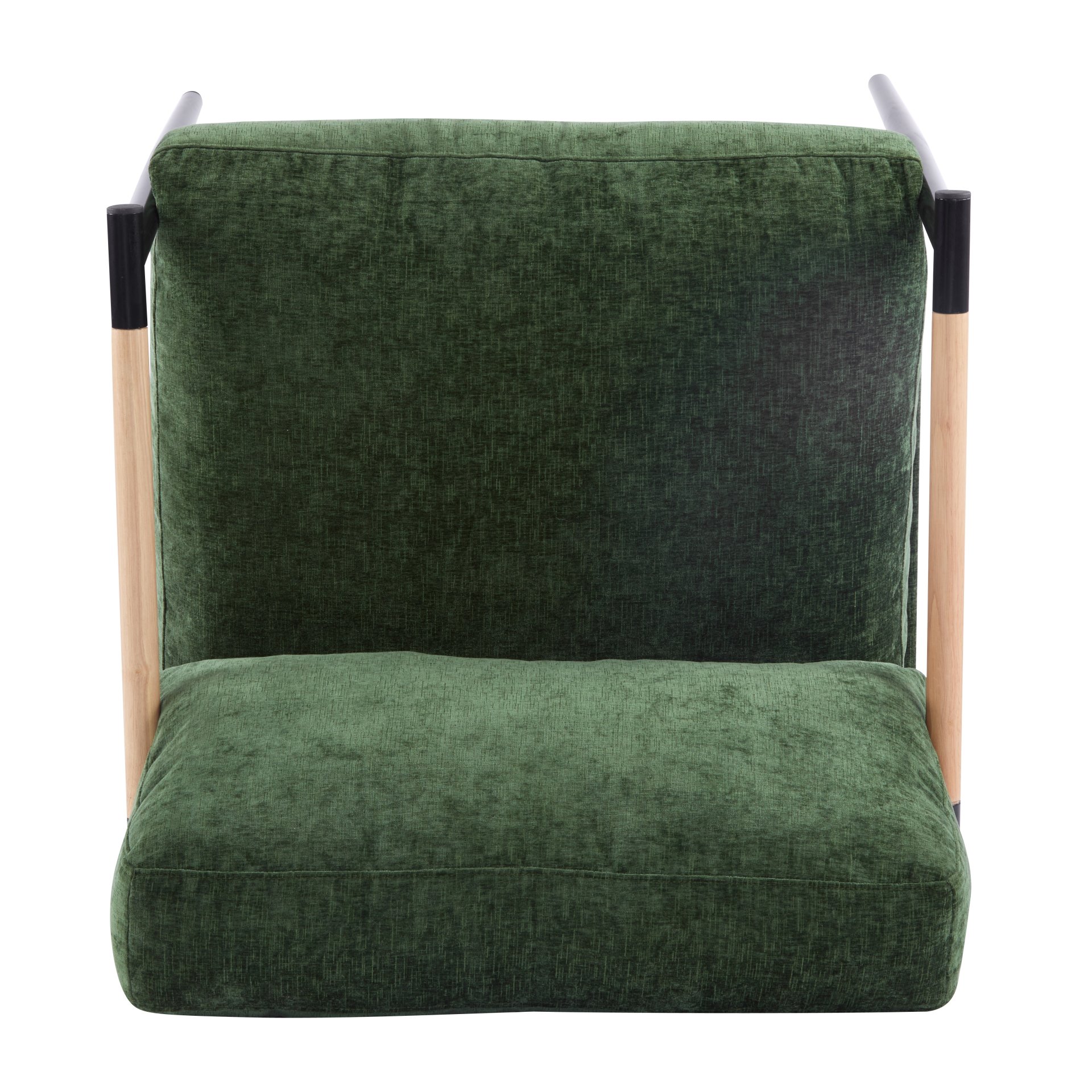 Modern Accent Chair With Plush Cushions, Minimalist Metal Frame, Wooden Armrest Design - Green - Image 10