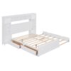 Full Size Bed With All In One Cabinet, Shelf And Sockets, Twin Size Trundle - White - Image 3