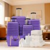 Hardshell Luggage Sets 4 Pieces + Bag Spinner Suitcase With Tsa Lock Lightweight - 16" / 20" / 24" / 28" Luggages - Purple - Image 10