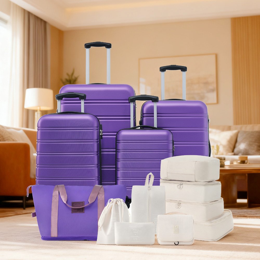 Hardshell Luggage Sets 4 Pieces + Bag Spinner Suitcase With Tsa Lock Lightweight - 16" / 20" / 24" / 28" Luggages - Purple - Image 10