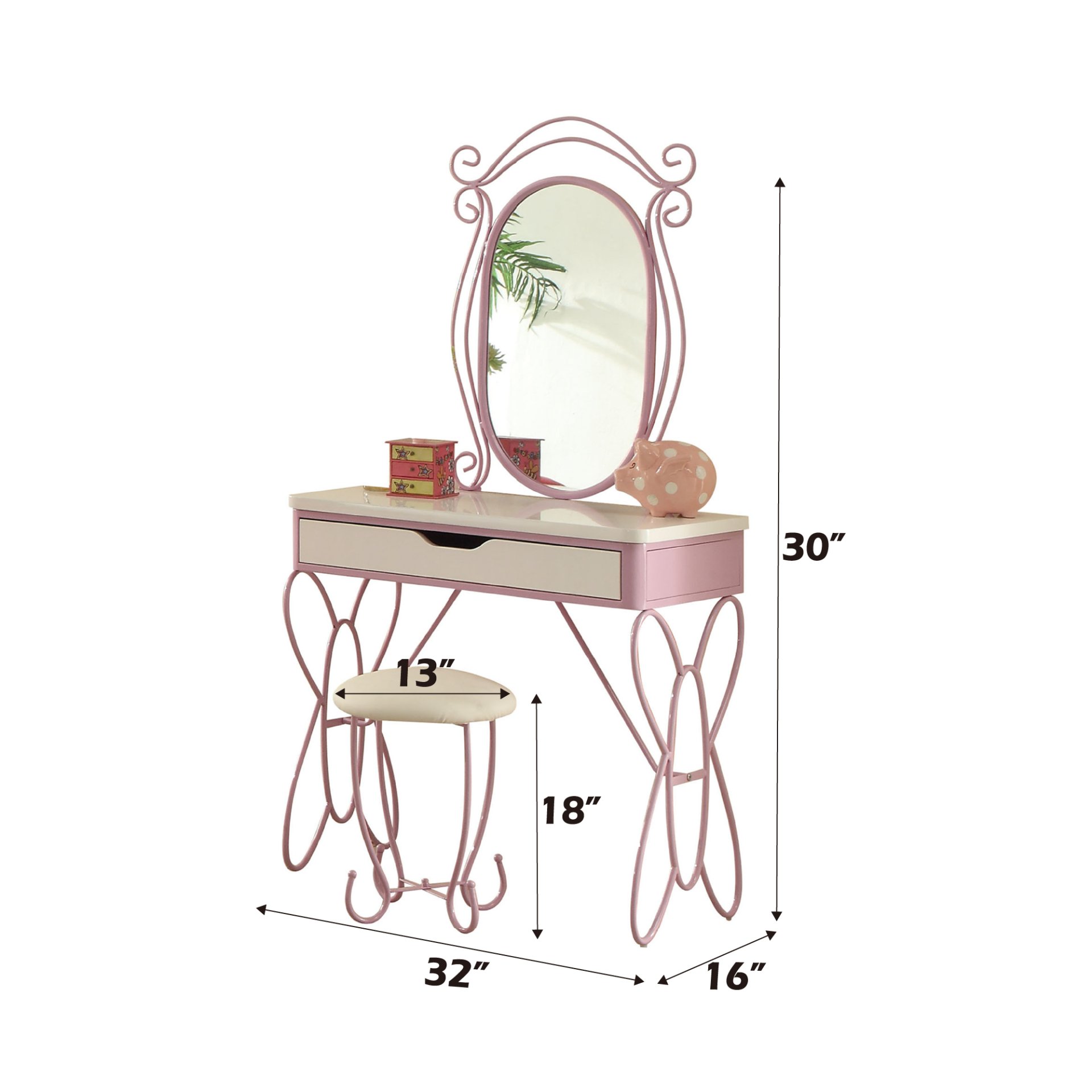 Priya II - Synthetic Leather Vanity Set - White / Purple - Image 6