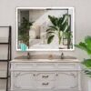 LED Bathroom Vanity Mirror Wall Mounted, Adjustable White / Warm / Natural Lights Anti-Fog Touch Switch With Memory Modern Smart Large Bathroom Mirrors - Silver - Image 17