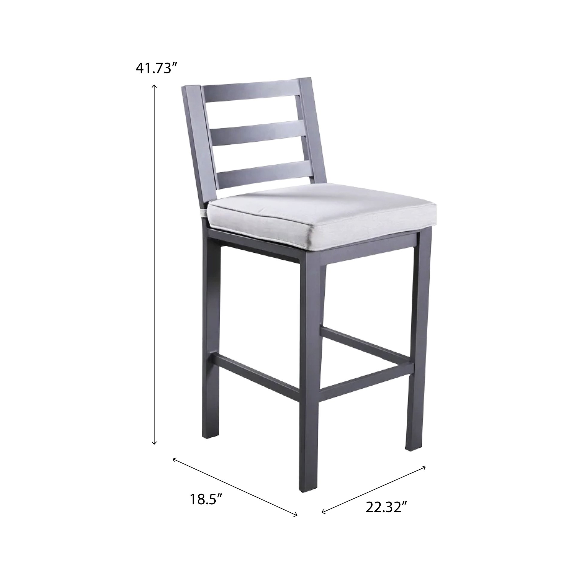 Outdoor Armless Aluminum Barstools With Cushion (Set of 2) - Pewter - Image 7