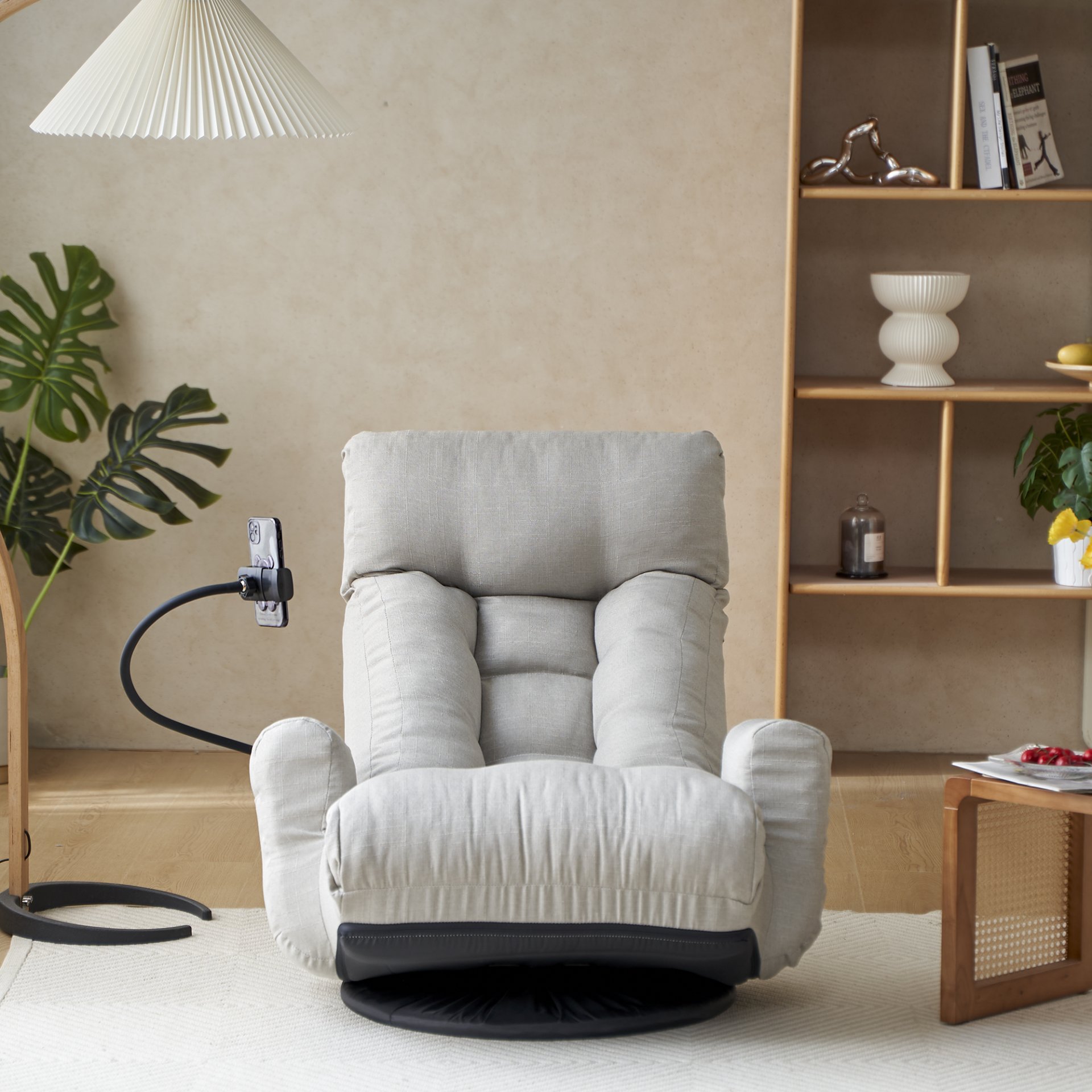 Adjustable Head And Waist Game Chair, Lounge Chair 360 Degree Rotatable - Gray - Image 23