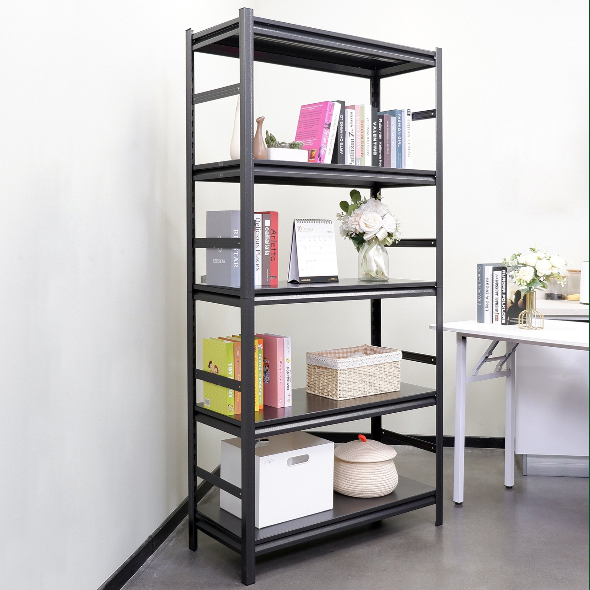 Adjustable Heavy Duty Shelving 5 Tier Storage Shelves, 2000Lbs Load, Kitchen, Garage - Black - Image 10