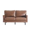 Mid Century Modern Loveseat Sofa With USB, 2 Seater Couch, Removable Pillow Covers - Brown - Image 15