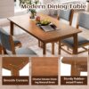 5 Pieces Rectangle Wooden Dining Table Set, Mid Century Modern Kitchen Table And 4 Upholstered Chairs For Home, Saving Space - Brown / Gray - Image 6