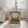 Square End Table With Tempered Glass Top For Living Room - Black / Gold - Image 2