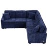 L-Shape Sofa Bed Pull-Out Sleeper Sofa With Wheels, USB Ports, Power Sockets For Living Room - Navy Blue - Image 24