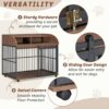 Heavy Duty Large Dog Crate Furniture For Large Medium Dog With Lockable Wheels, Wooden Dog Crate Dog Kennel, End Table Crate With Double Layer Storage - Brown - Image 8