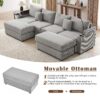 Modern Style 4 - Seater Sofa Sectional Sofa Couch With Storage Space, Two Movable Ottomans, Two USB Ports, Two Cup Holders, A Phone Holder For Living Room - Gray - Image 15
