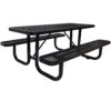 Rectangular Outdoor Steel Picnic Table With Umbrella Pole - Black - Image 6