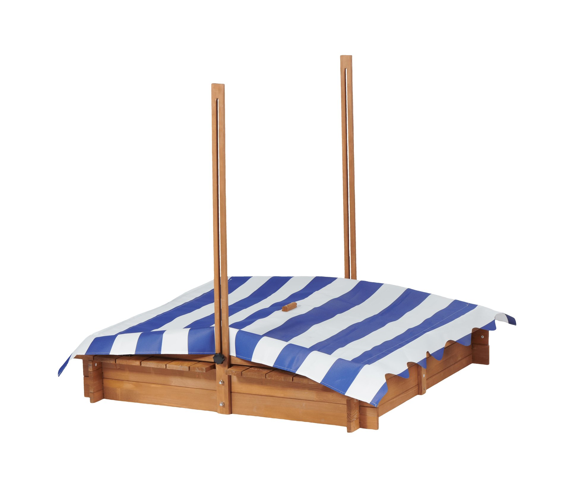 Kids Sandbox With Adjustable Cover, Sand Box With 2 Foldable Bench Seats, Outdoor Sandpit For Backyard Play - Light Brown - Image 16