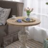 Antique Round Wood Table - Antique White / Gray - Image 9