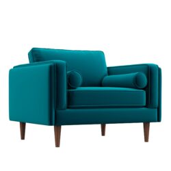 Amber - Velvet Lounge Chair - Light Blue