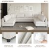 Modular Sectional Reversible U Shaped Couch Set, Free Combination Minimalist Style Oversized 8 Seat Convertible Sofa - Cream - Image 9