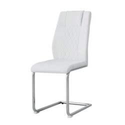 Modern Dining Chairs With Padded Seat Upholstered Chair With Metal Legs Design (Set of 6) - White