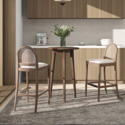 Panama - Curved Back Cane Bar Stool (Set of 2) - Ivory White