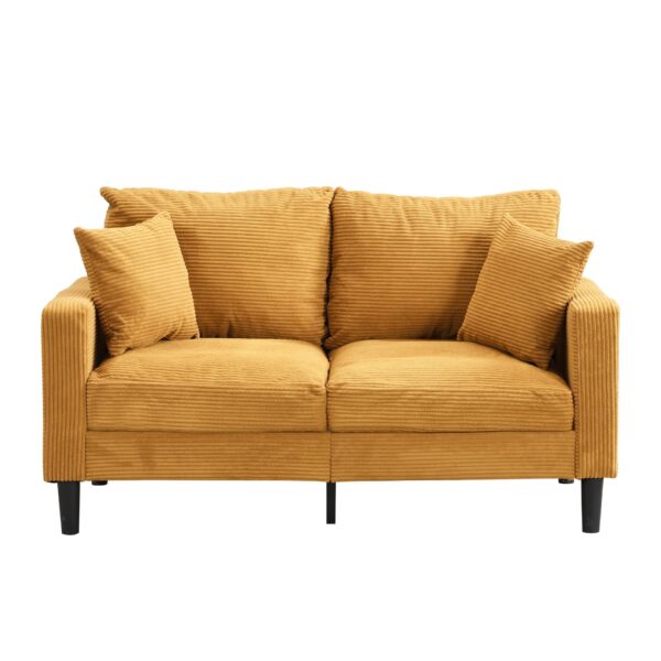 Modern Upholstered Loveseat Sofa, High Resilience, Wooden Frame 2 Seater For Small Spaces - Orange