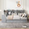 Full Size Daybed With 3 Drawers USB Ports And Desk - Gray - Image 23