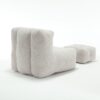 Modern Indoor Fluffy Bean Bag Chair With Memory Foam And Ottoman Super Soft Velvet - Light Gray - Image 16