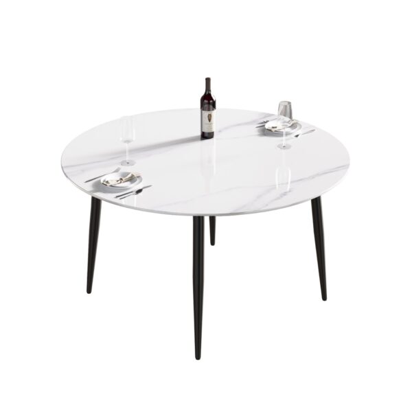 Round Dining Table, Position For 6 People - White / Black