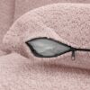 Modern Upholstered L Shape Sofa With 2 Chaise Lounges And Five Back Pillows Boucle Fabric - Pink - Image 21