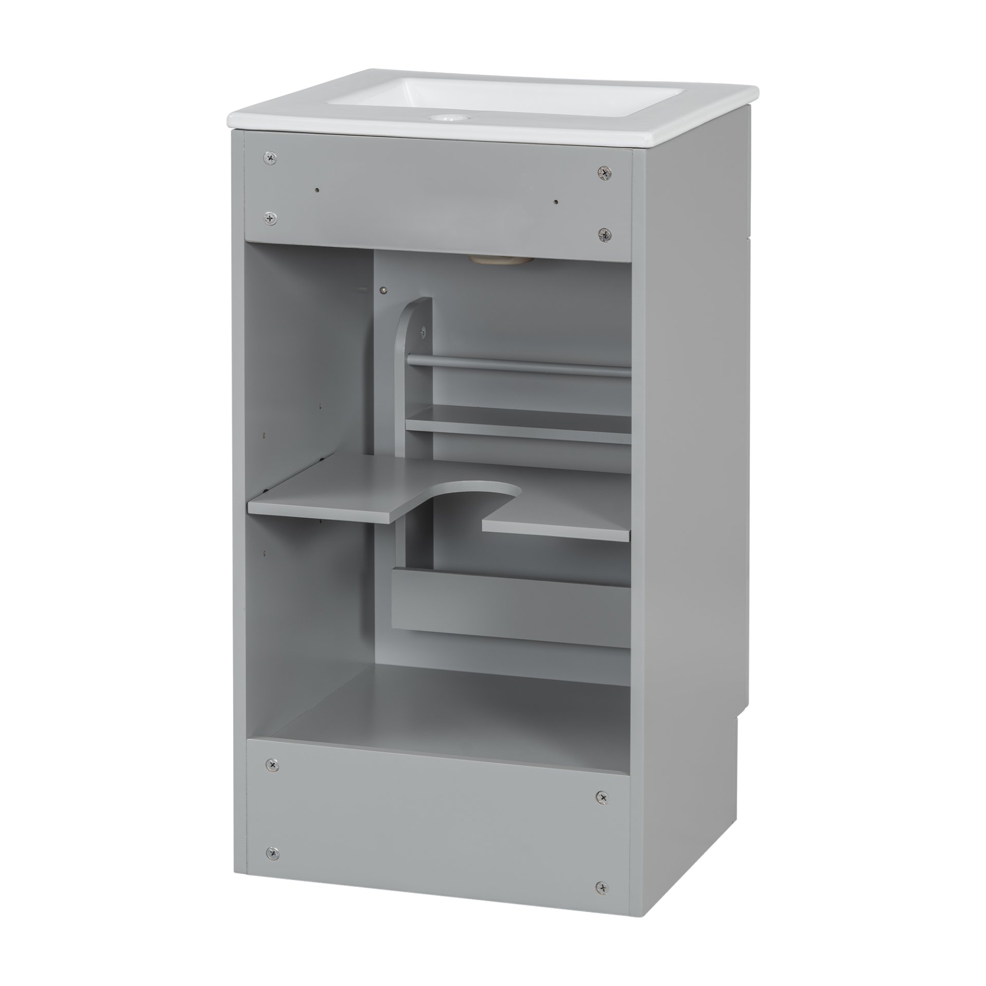 Bathroom Vanity With Sink, Vanity Cabinet With Door Shelf And Adjustable Shelf - Gray - Image 17