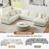 Oversized Sectional Sofa U - Shaped Sofa Couch Modern Sofa Upholstered In Soft Corduroy With A Chaise Lounge For Living Room - Beige - Image 11