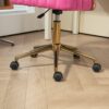 Velvet Home Office Desk Chair, Modern Cute Computer Chair, Wheels Swivel Height Adjustable Task Chair - Rose Red - Image 14