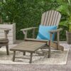 Malibu - Rustic Style Reclining Adirondack Chair With Footrest - Gray - Image 7