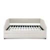 Full Size Elegant Upholstered Tufted Sofa Bed With Trundle, Linen Fabric - Beige - Image 11
