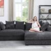 Naomi - 3 Piece Upholstered Sectional - Dark Gray - Image 5