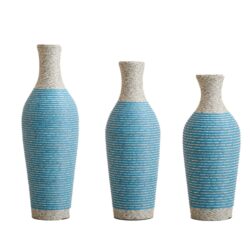Desktop Vase, Classic And Neat Floor Vase, High Independent Flower Stand, Home Decoration Flower Stand (Set of 3) - White / Blue
