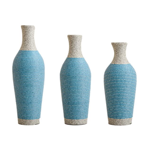 Desktop Vase, Classic And Neat Floor Vase, High Independent Flower Stand, Home Decoration Flower Stand (Set of 3) - White / Blue