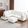 U - Shaped Sectional Sofa Modular Sofa Couch With A Movable Ottoman, A Coffee Table With Hidden Charging Devices For Living Room - White - Image 11