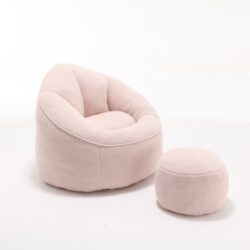 Bedding Bean Bag Sofa Chair High Pressure Foam Bean Bag Chair Adult Material With Padded Foam Padding Compressed Bean Bag With Footrest - Pink