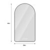 Modern Arched LED Bathroom Mirror With Time And Temperature Display, Anti Fog, Dimmable Light - Black - Image 3