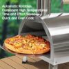 Pizza Oven Outdoor 12" Automatic Rotatable Pizza Ovens Portable Stainless Steel Wood Fired Pizza Oven Pizza Maker With Built-In Thermometer Pizza Cutter Carry Bag - Silver - Image 14