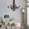 6 Light Metal Chandelier, Hanging Light Fixture With Adjustable Chain For Kitchen, Bulb Not Included - Black - Image 10