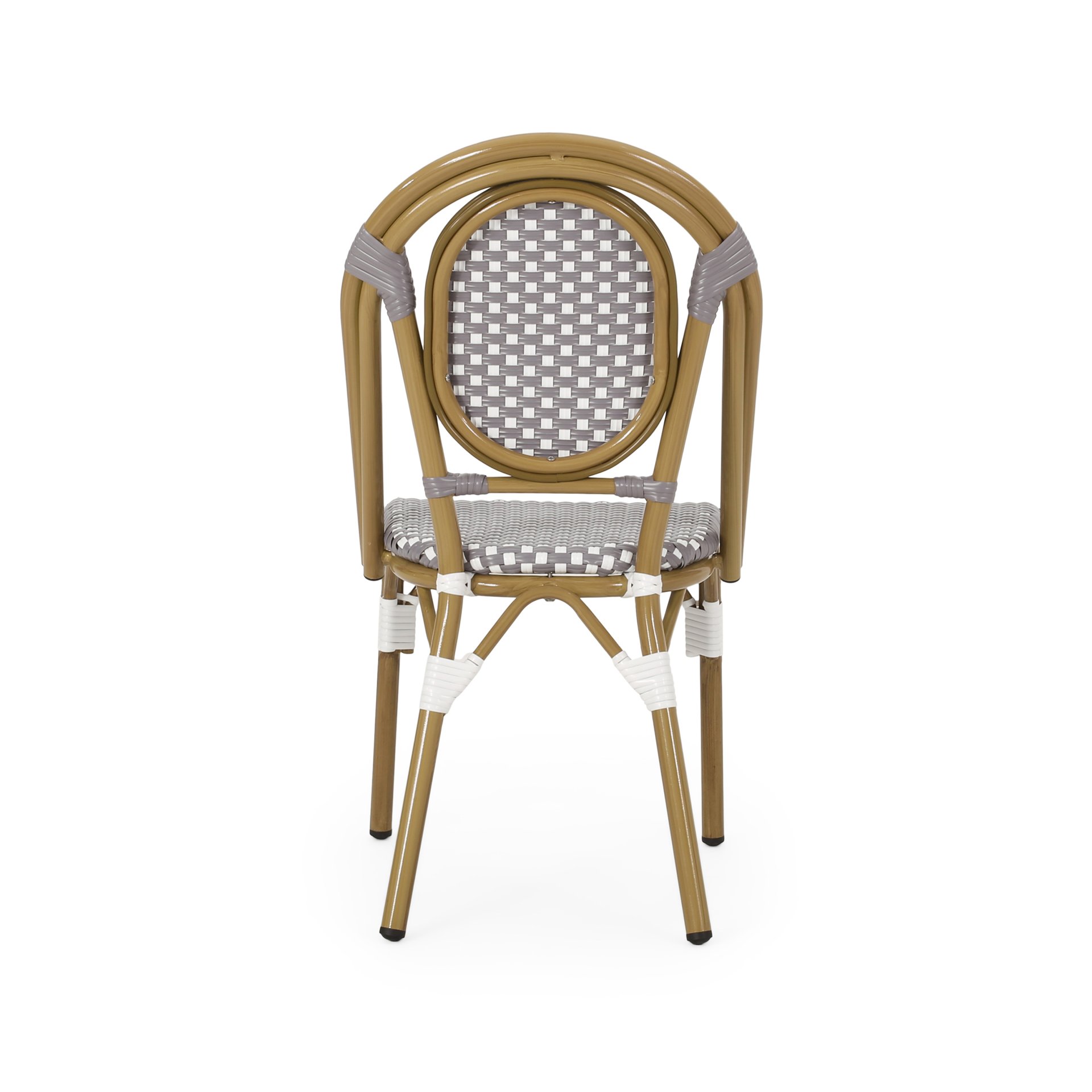 French Bistro Chair Set Outdoor Cafe Style - White / Gray - Image 10