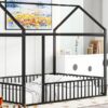 Full Size Bed House Bed Frame With Fence - Black - Image 10