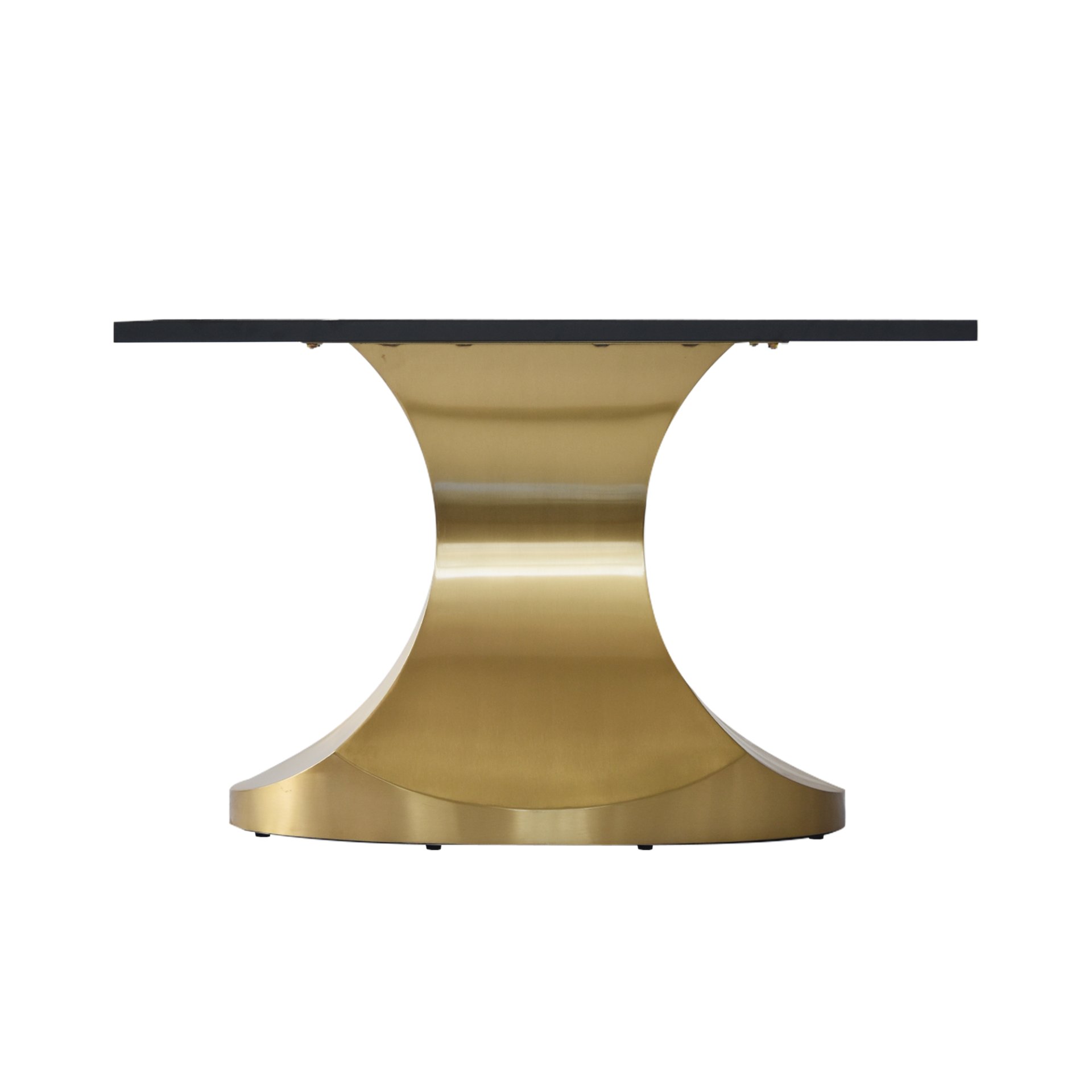 63" Modern Artificial Stone Panel Golden Stainless Steel Curved Legs, Can Accommodate 6-8 People - White / Gold - Image 6
